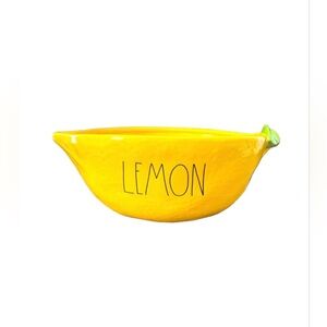 Unique Rae Dunn Artisan Collection Large Yellow Lemon Bowl with Leaf
